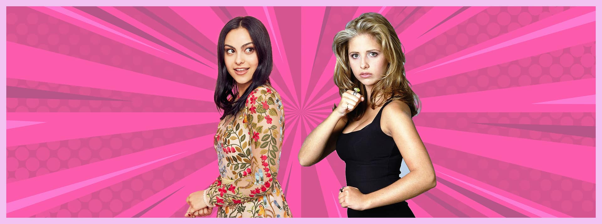 Deux actrices sur fond rose