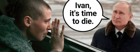 ivan Poutinie dit au revoir à un soldat