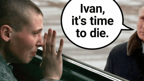 Poutinie dit au revoir à un soldat