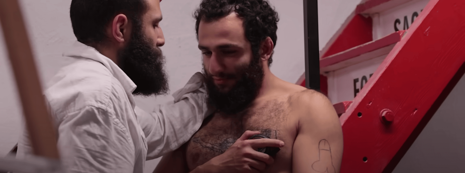 Deux hommes barbus proches
