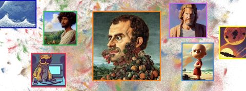atlas-nomic Un portrait de Macron avec des fruits
