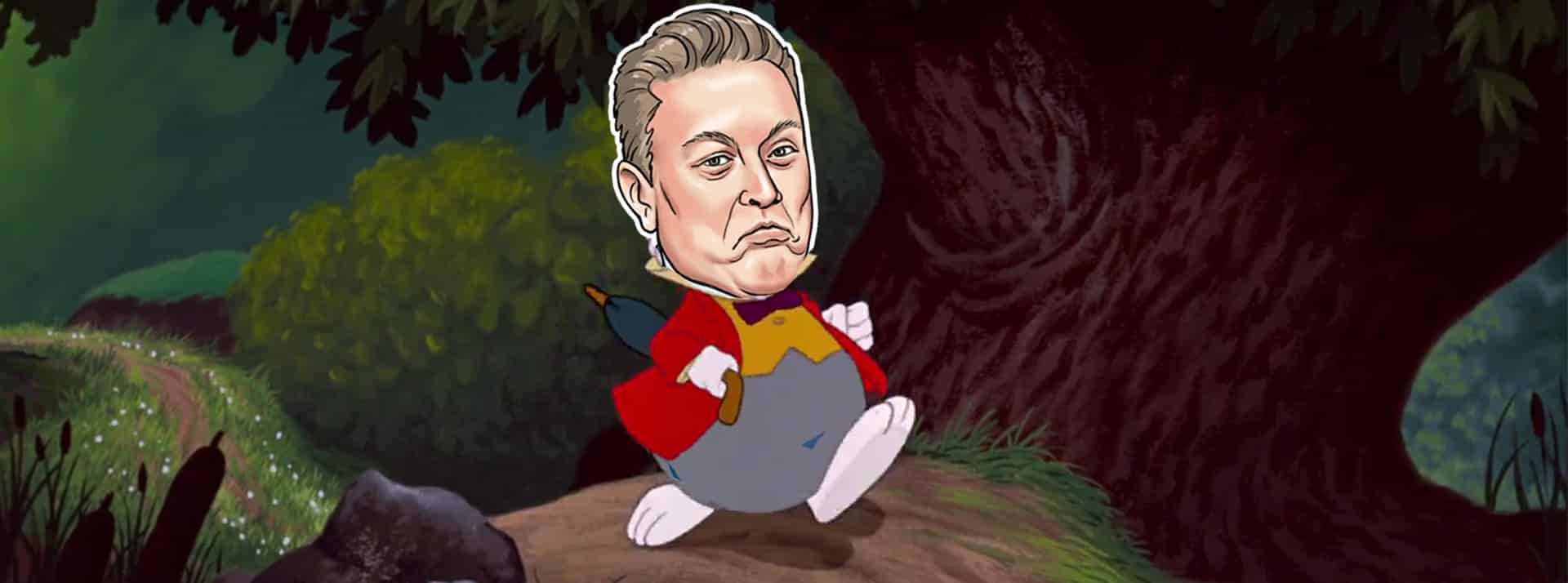 Complot, pédophilie... derrière les accusations, Elon Musk applique le manuel de QAnon à la lettre - L'ADN Le Lapin blanc d'Alice au pays des merveilles avec la tête d'Elon Musk