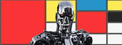 Terminator Mondrian TGerminator sur fond de Mondrian