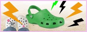 Des crocs sur fond jaune clair