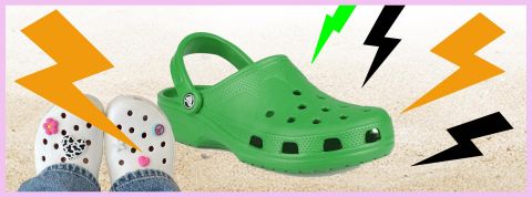 Non vraiment, tout ça y'avait pas besoin... Des crocs sur fond jaune clair