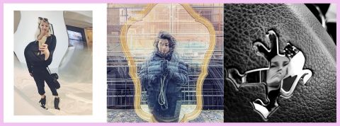 Selfies distordus, l'heure est venue 3 jeunes faisant des selfies dans des miroirs