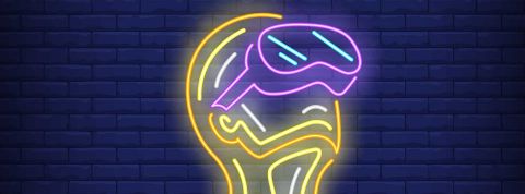 En Chine, de plus en plus d'employés virtuels Personnage avec lunettes VR en néon