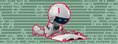 Nous sommes inondés de littérature générée par IA Un robot lit au milieu de mots étranges