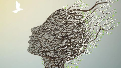 Visage féminin tel un arbre