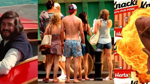 Capture d'écran de visuels d'articles de Vice France : Homme dans une voiture, personnes en vacances et Knacki