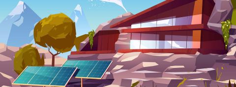 Sobriété énergétique : ce n'est pas si nouveau Illustration d'une maison moderne et panneaux solaires