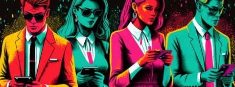 Silicon Valley Bank : comment les communautés peuvent créer de gros dégâts Des hommes et femmes d'affaires en train de swiper sur leur smartphone