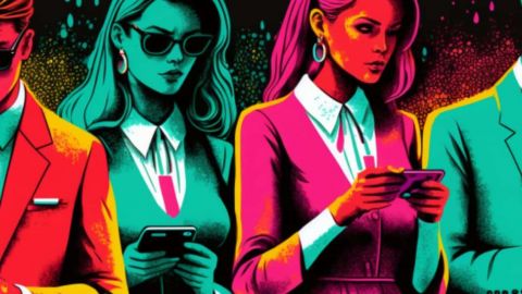 Silicon Valley Bank : comment les communautés peuvent créer de gros dégâts Des hommes et femmes d'affaires en train de swiper sur leur smartphone