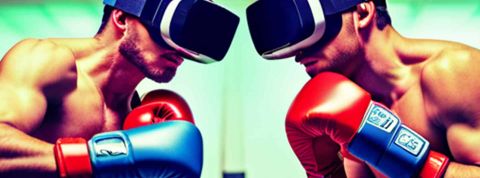 Quand la réalité virtuelle peut faire de nous des champions Deyx boxdeurs face à face portant des masques VRVR-Boxing