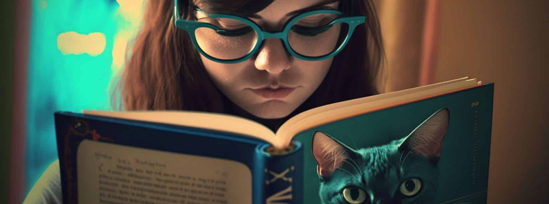 Trois livres à lire pour affiner son analyse du web - L'ADN Une petite fille en train de lire un livre avec un chat sur la couverture