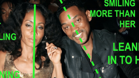 Une photo de Will Smith et de Jada Pinket Smith avec des lignes vertes et des annontations