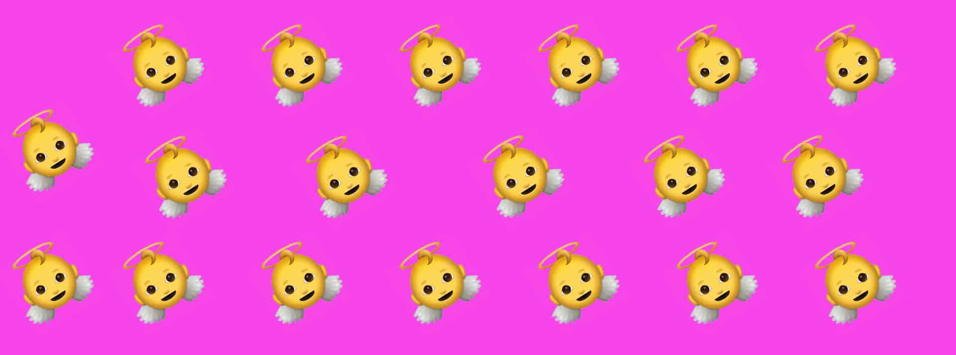 Des emojis bébé sur fond rose
