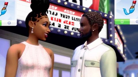 Un couple Sims se regarde amoureusement
