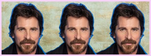 Passion Christan Bale Le visage de Christian Bale sur fond vert pâle