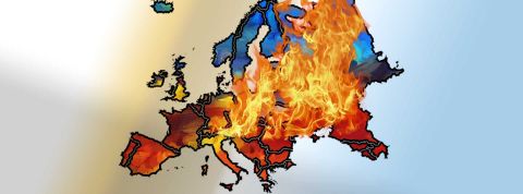 L'Europe se réchauffe plus vite que le reste du monde Carte de l'Europe avec des flammes