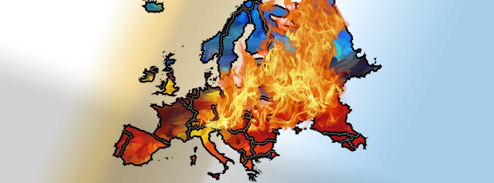 Carte de l'Europe avec des flammes