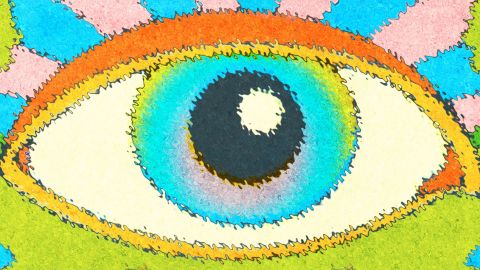Oeil psychédélique avec effet vibratoire