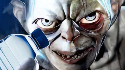 Gollum tient une bouteille d'eau en plastique