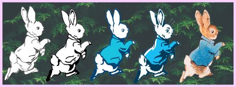 Peter Rabbit, idole des jeunes Des lapins dessinés sur fond vert