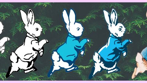 Des lapins dessinés sur fond vert