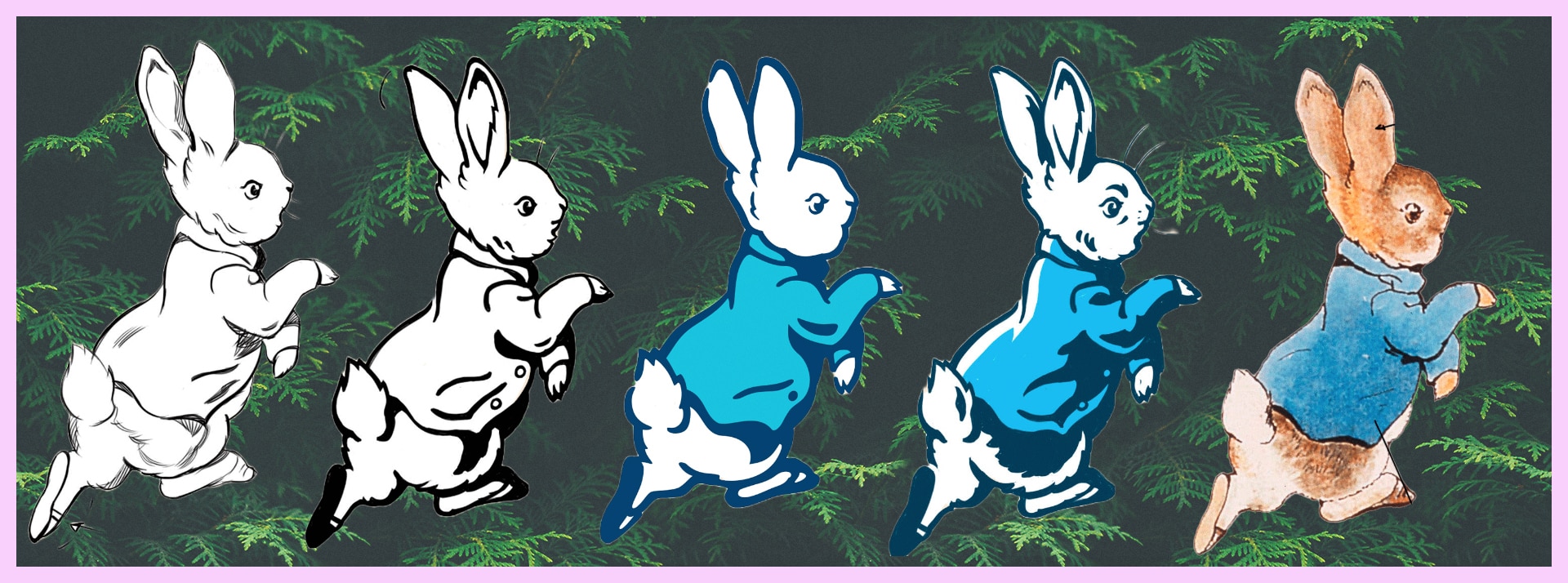 Des lapins dessinés sur fond vert
