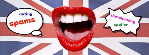 N'ayons plus peur des anglicismes Une bouche devant un drapeau anglais