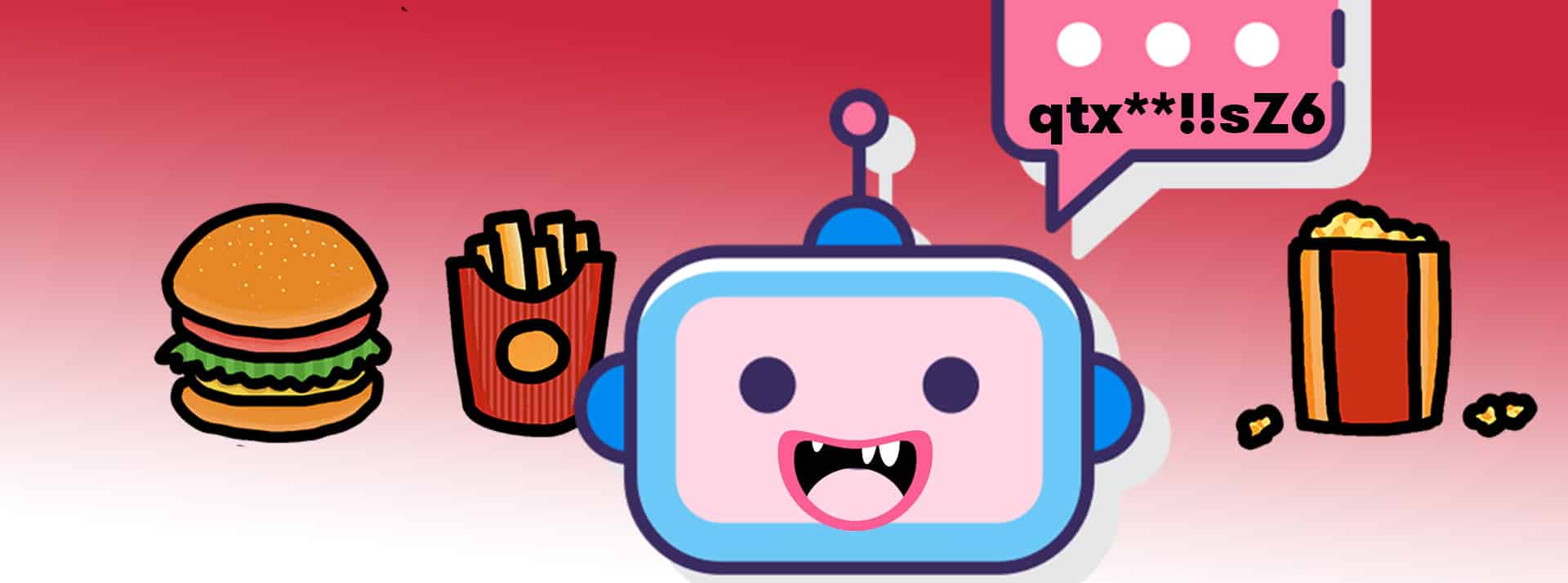 Illustration d'un chatbot mauvais avec burger et frites