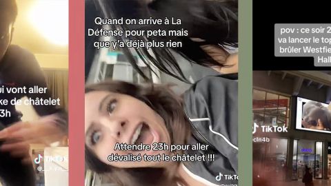Captures d'écran de TikTok sur le pillage de boutiques à Châtelet