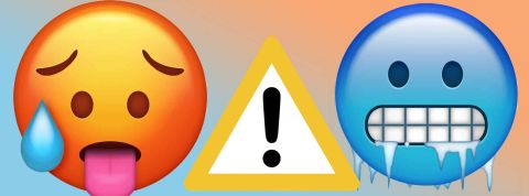 Un frigo en hiver, un four en été : la double peine des victimes de précarité énergétique Emoji chaud et émoji froid séparé par le signewarning