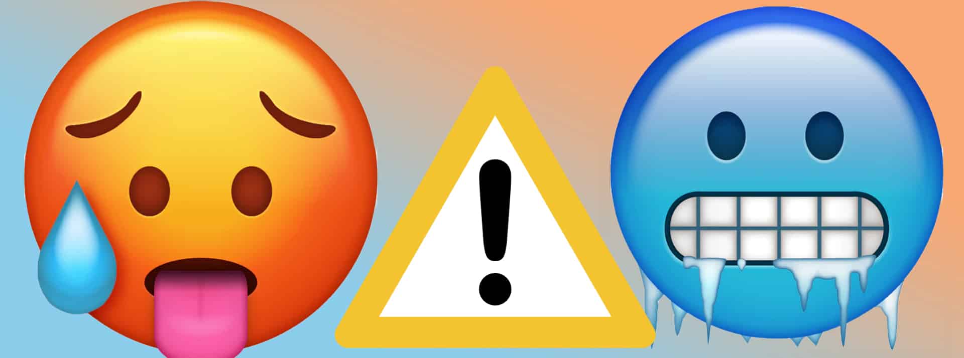 Emoji chaud et émoji froid séparé par le signewarning