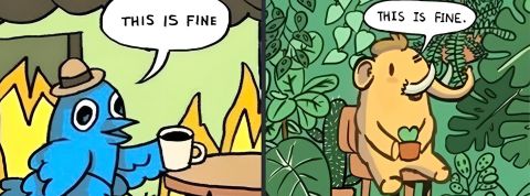 Si Mastodon c'est bien, eux ils y sont restés Mème de Twitter versus Mastodon