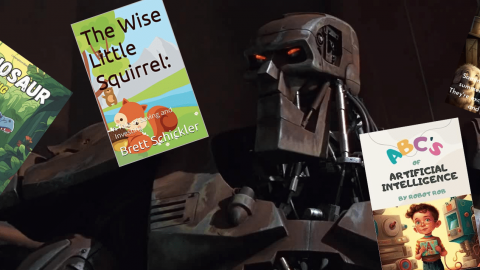 un méchant robots qui crée des livres pour enfants