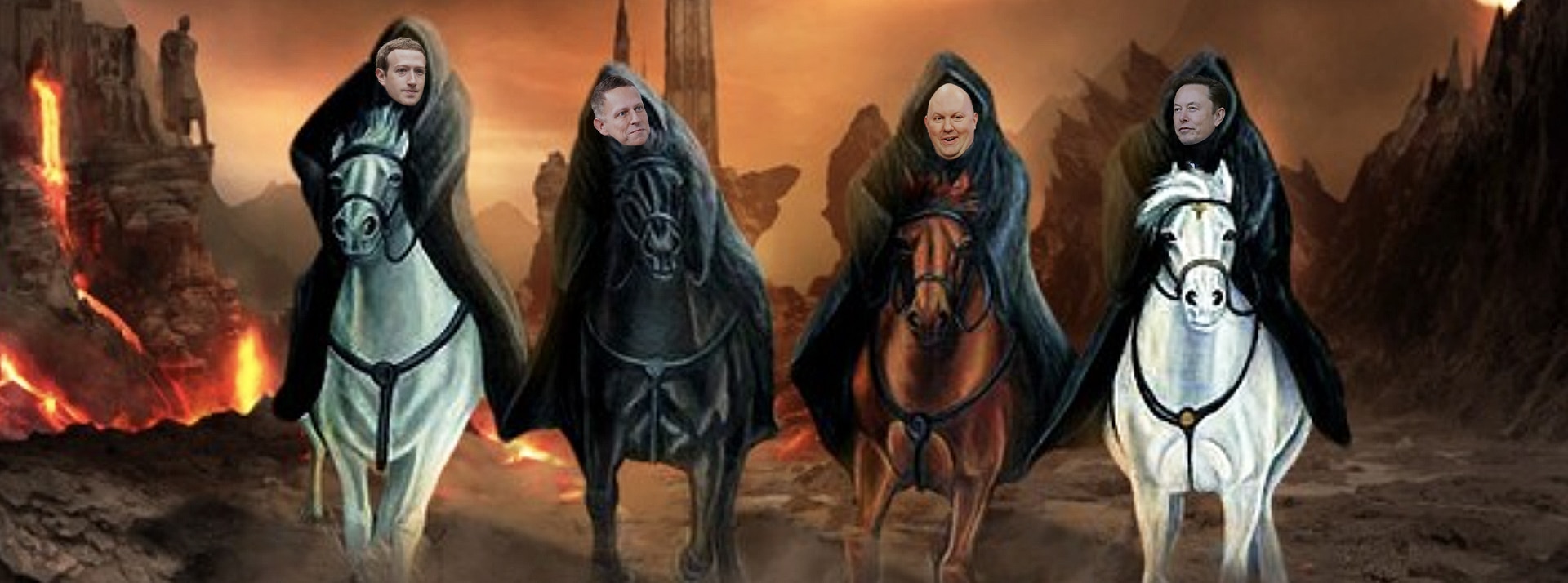 Comment 4 milliardaires de la tech profitent du chaos pour imposer leur vision du monde - L'ADN Zucky, Thiel, Andreessen et Musk en chevaliers de l'apocalypse