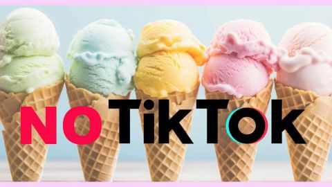 Comment TikTok a forcé un bar à vin-glacier à recruter un videur Des cornets de boules de glace pastel avec l'incritpion - No TikTok -