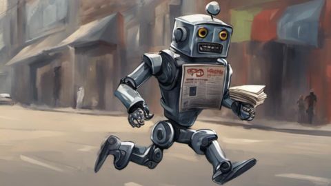 Illusttration d'un robot volant des journaux