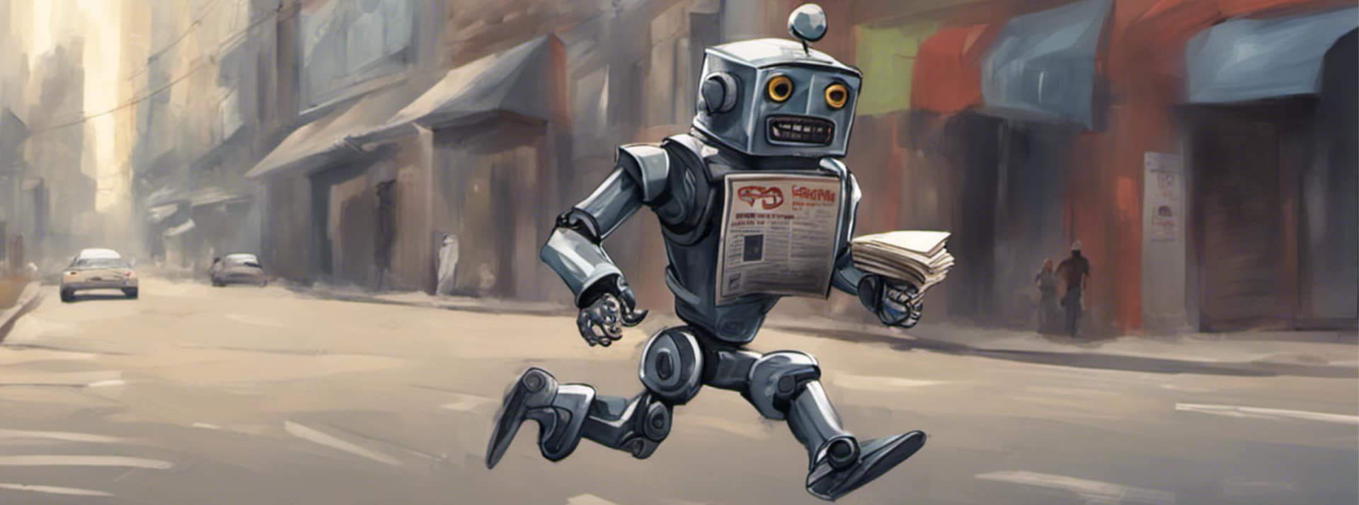 Illusttration d'un robot volant des journaux