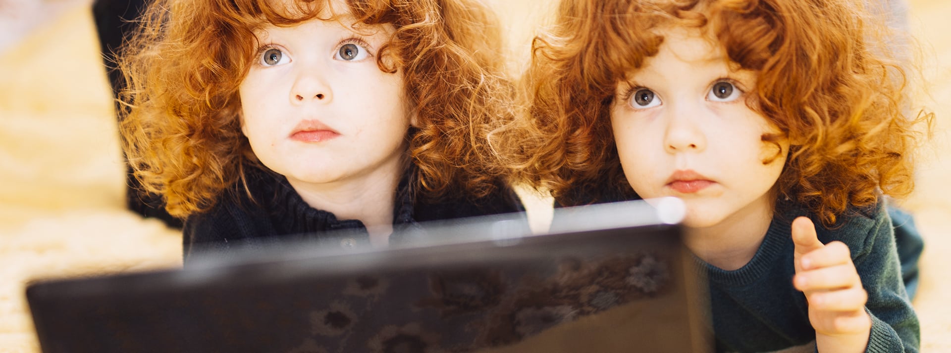 deux-jumelles-rousses-devant-ordi (1) - L'ADN Deux filles rousses qui regardent un écran