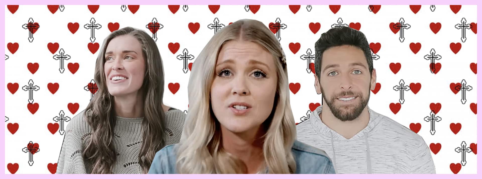 Qui sont les influenceurs fondamentalistes chrétiens ? - L'ADN Deux femmes et un homme sur fond de coeurs rouges