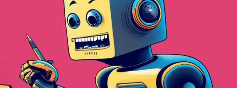 Illustration d'un robot qui écrit