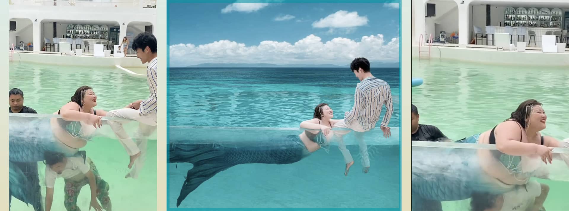 C'est quoi Humans of Capitalism ? - L'ADN Une femme déguisée en sirène dans une piscine