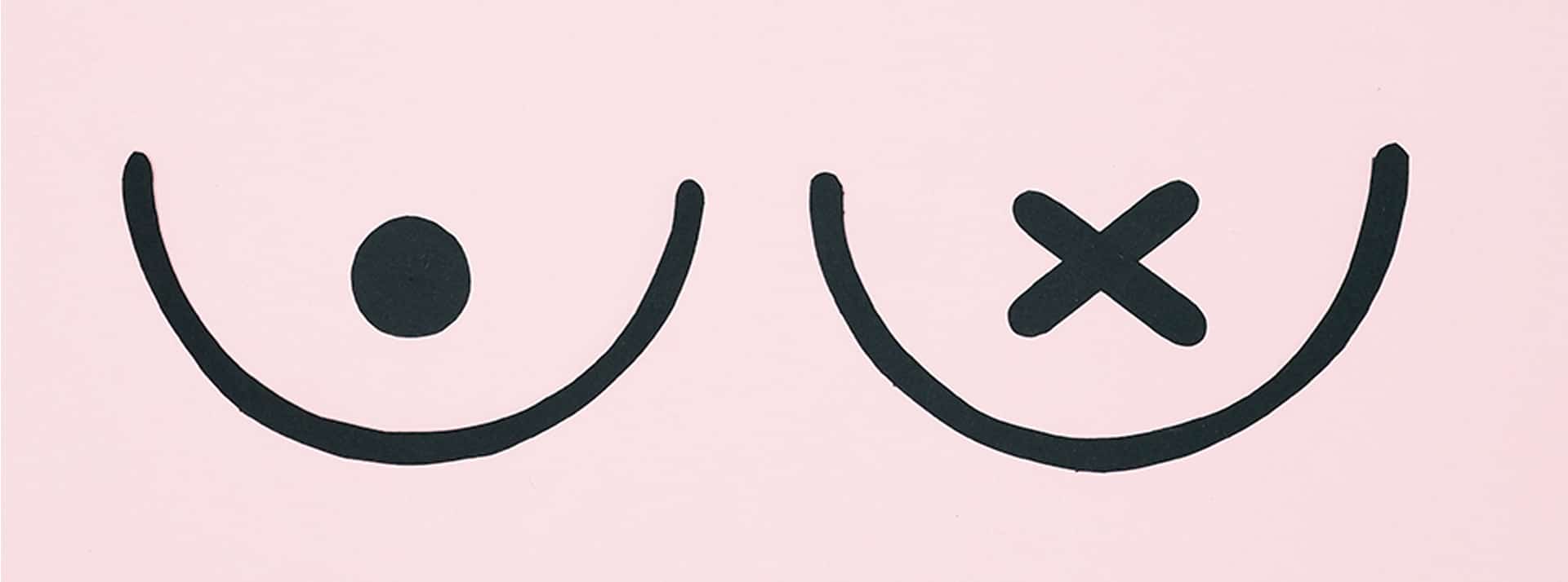 Trouver un cancer grâce à l'IA, ce n'est pas si simple que ça - L'ADN Illustration au feutre noir d'un sein et d'une croix