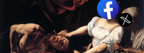 facebook tueur detournement du tableau Judith et Holopherne de Le Caravage