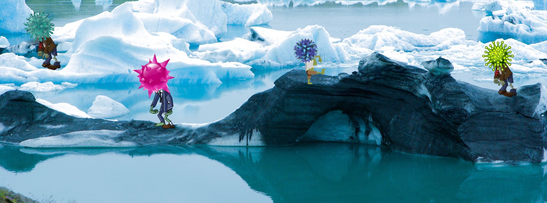 Permafrost avec des zombies à tête de virus
