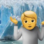 Un émoji qui hausse les épaules devant la fonte des glaces
