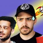 Les youtubeurs chef Verrechia, Matsu, Jpoyco et Michou avec Maghla qui s'éloigne dans une fusée